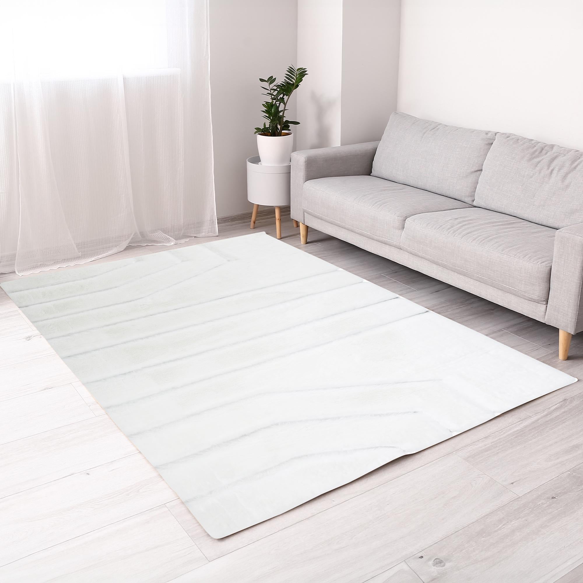 Beyaz Renkli Yumuşak Dokulu Peluş Lüks Salon Halısı