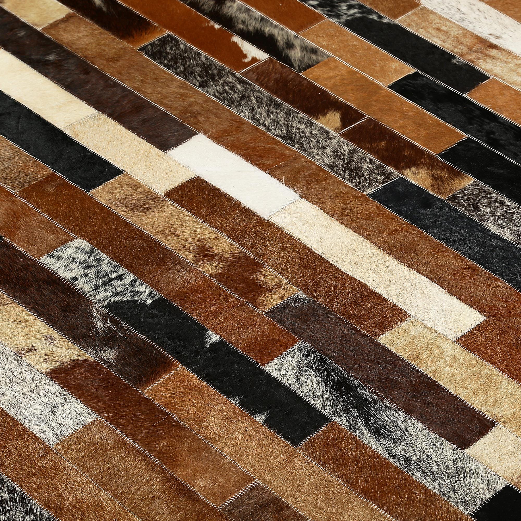 Kahverengi Dana Derisi Patchwork Halı