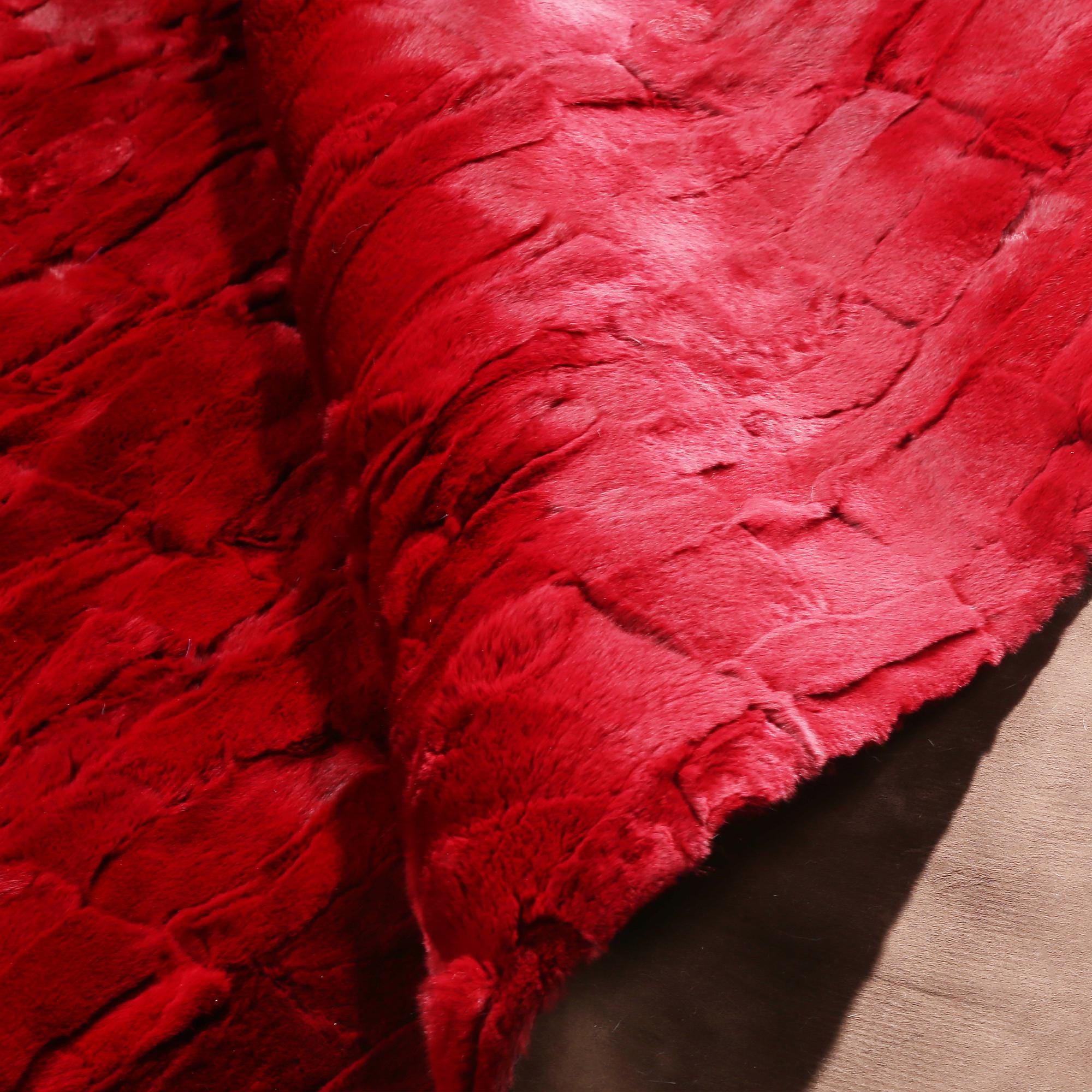 Kırmızı Tavşan Derisi Halı - Şık Salon Halısı