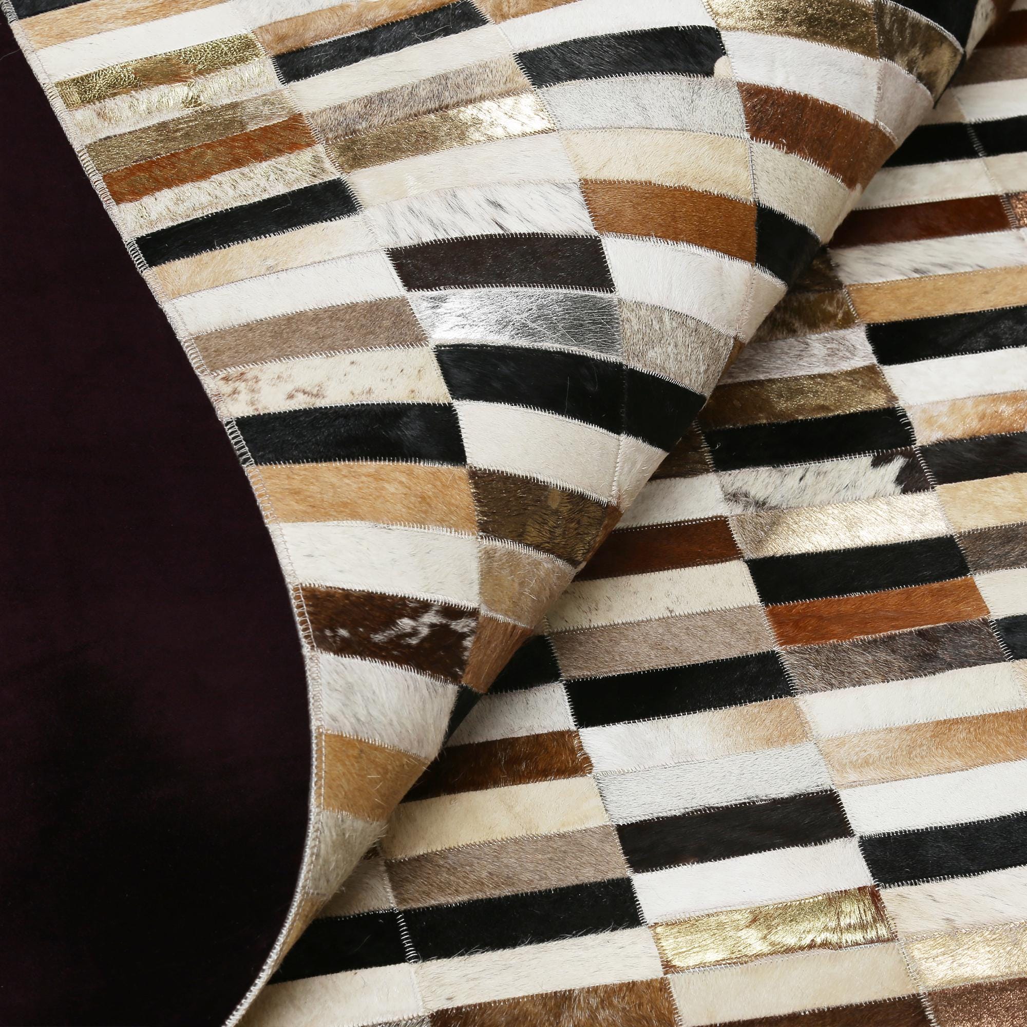 Altın Dana Derisi Patchwork Halı