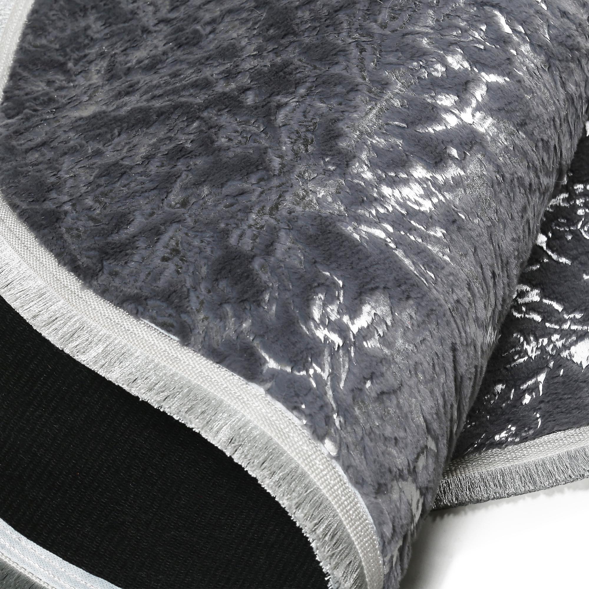 Lüks Gümüş Yuvarlak Dana Derisi Halı - Lüks Balkon Halısı