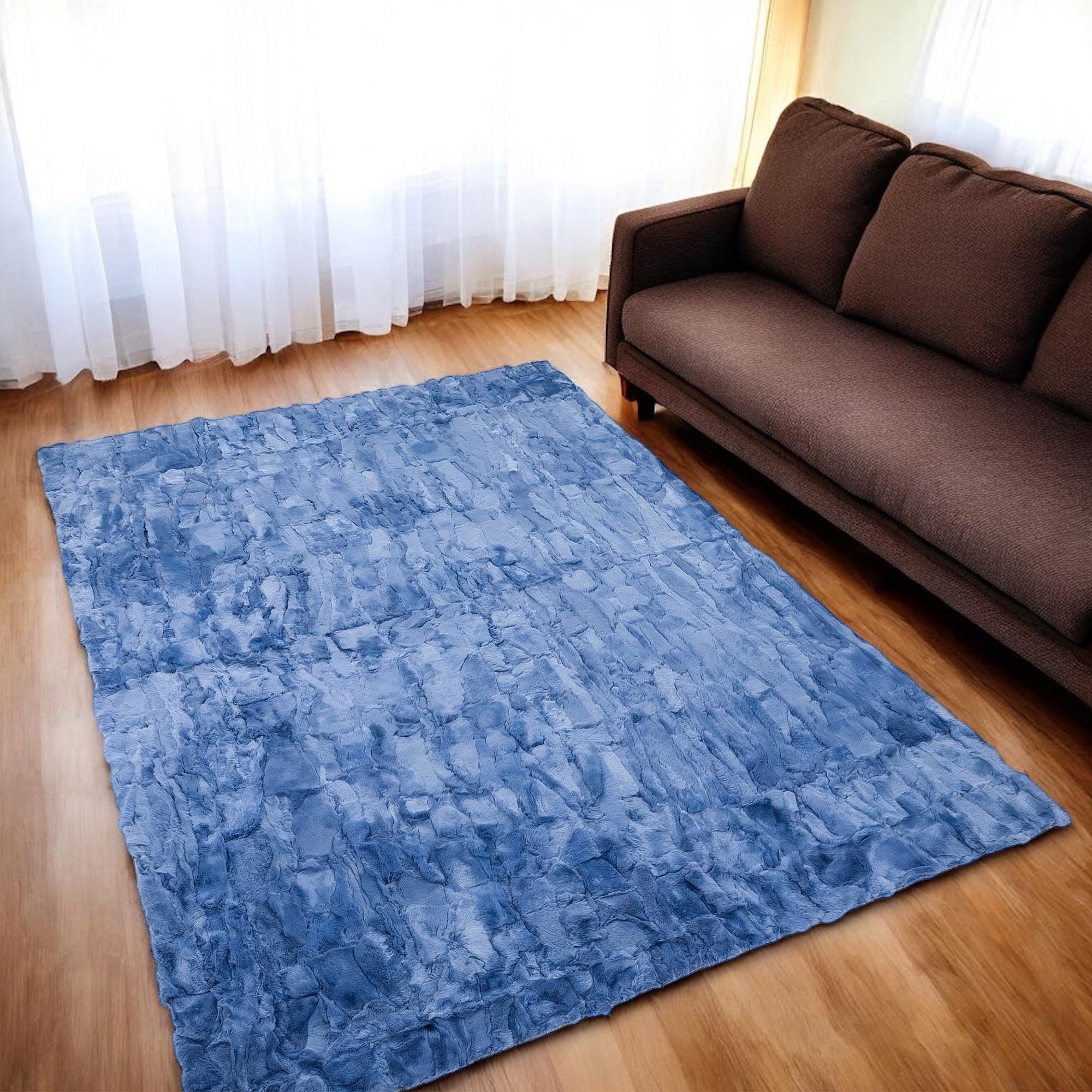 Buz Mavisi Tavşan Derisi Halı - Şık Salon Halısı