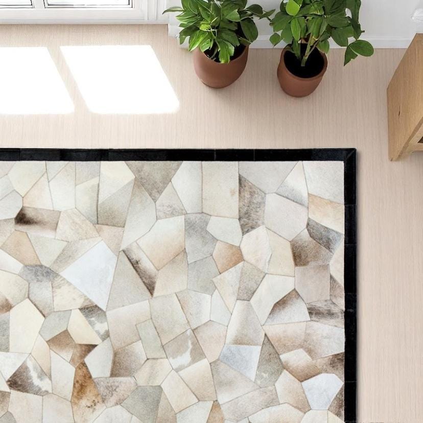 Kahverengi Dana Derisi Patchwork Halı