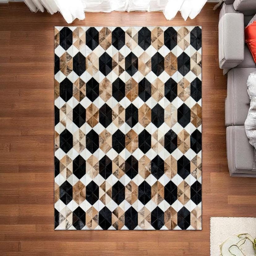 Kahverengi Dana Derisi Patchwork Halı