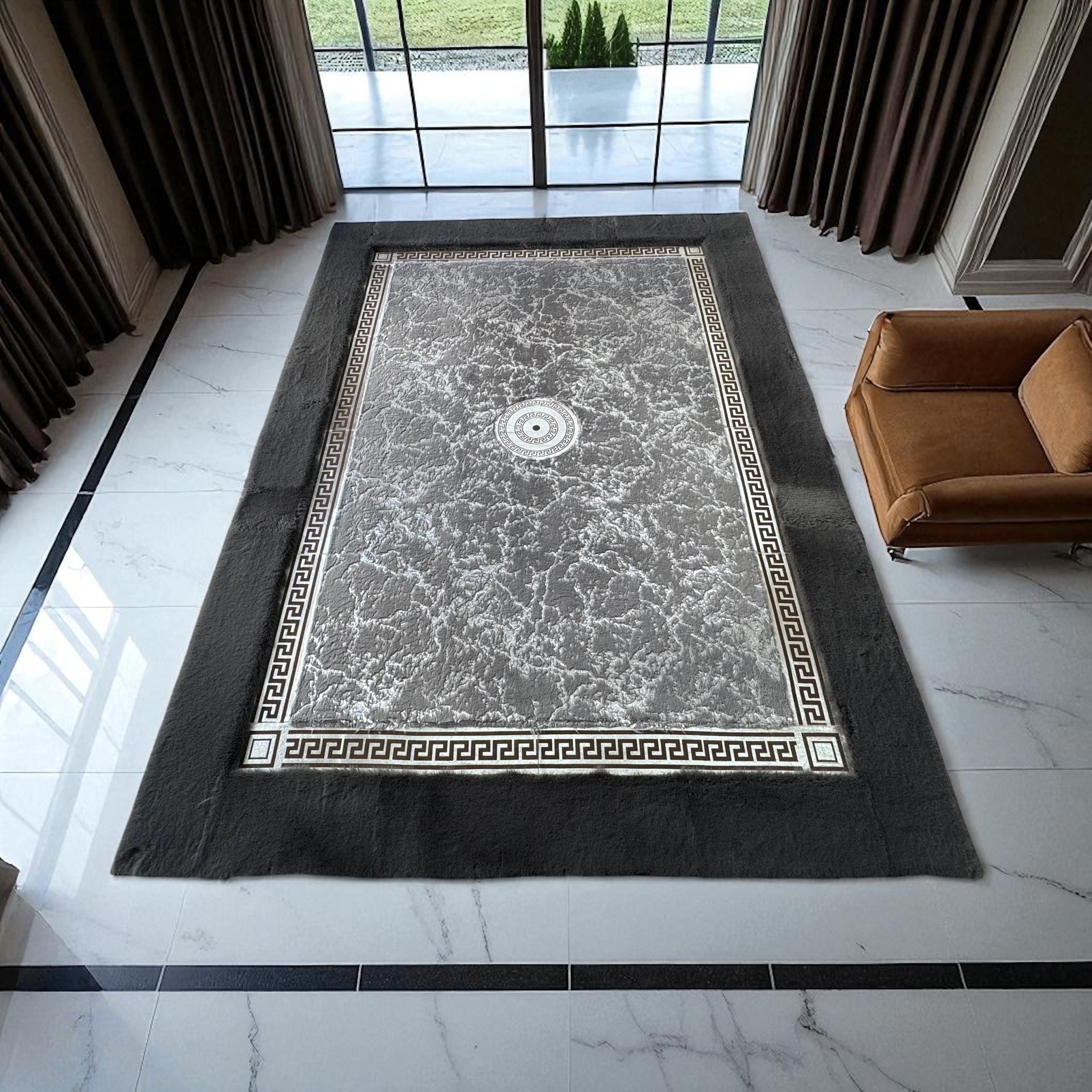 Modern Mermer Desenli Peluş Halı