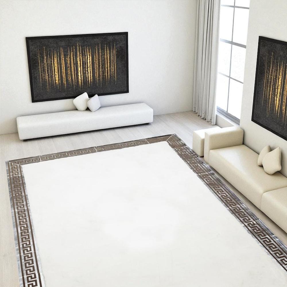 Beyaz Yumuşak Peluş Halı - Şık Salon Halısı