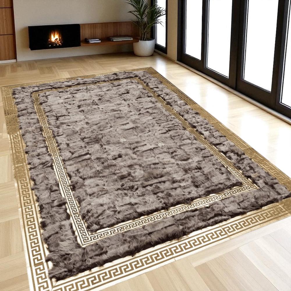 Altın Bordürlü Toskana Kürkü Halı – El Yapımı Lüks Salon Halısı