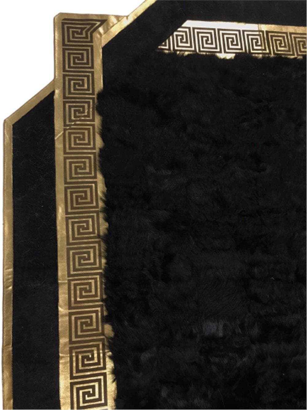 Lüks Siyah Toskana Koyun Derisi Halı, Altın Kenarlı