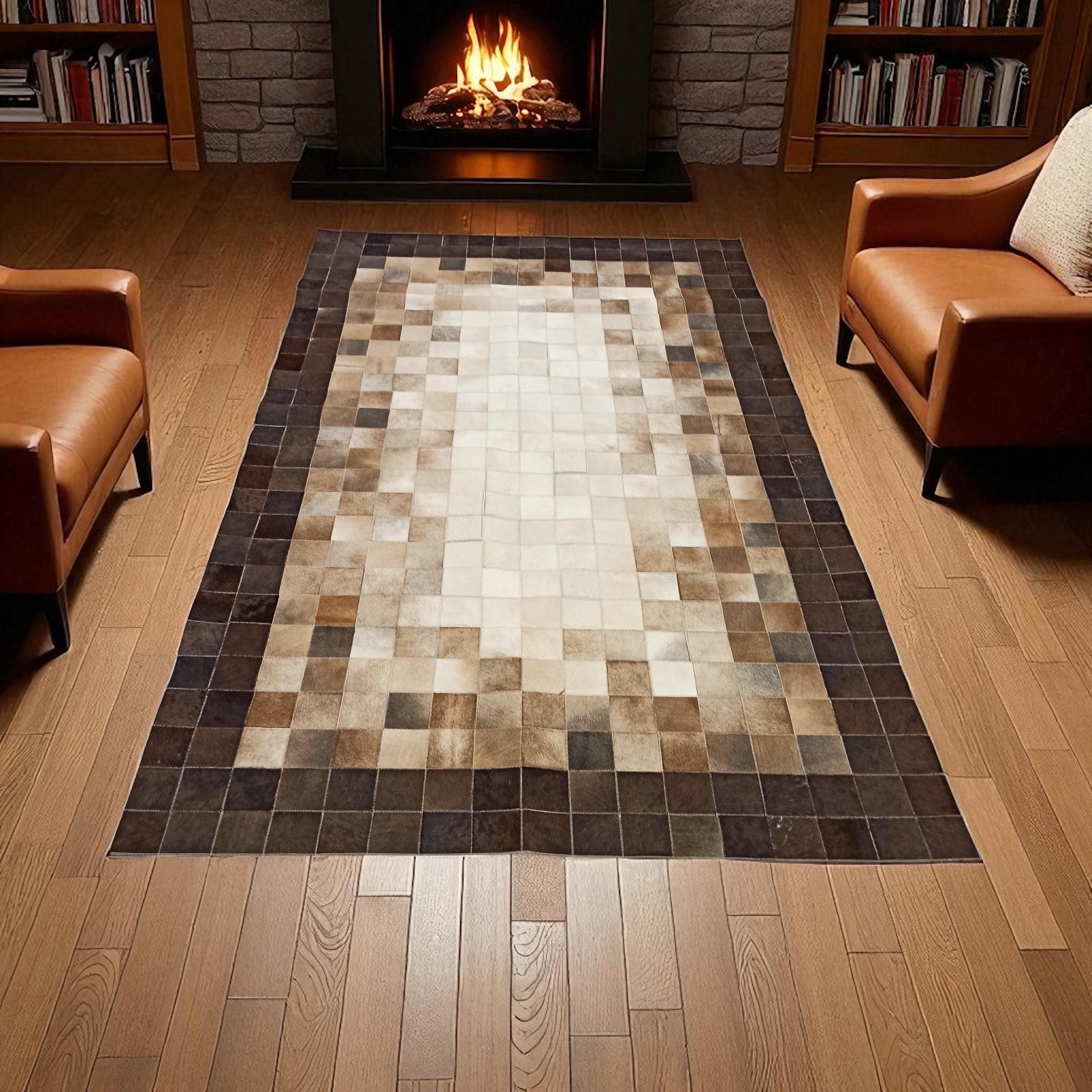 Kahverengi, Bej Dana Derisi Patchwork Halı