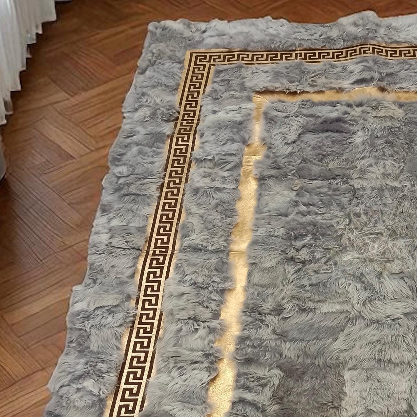 Gri Toskana Tarzı Halı, Özel Ölçü Dikdörtgen