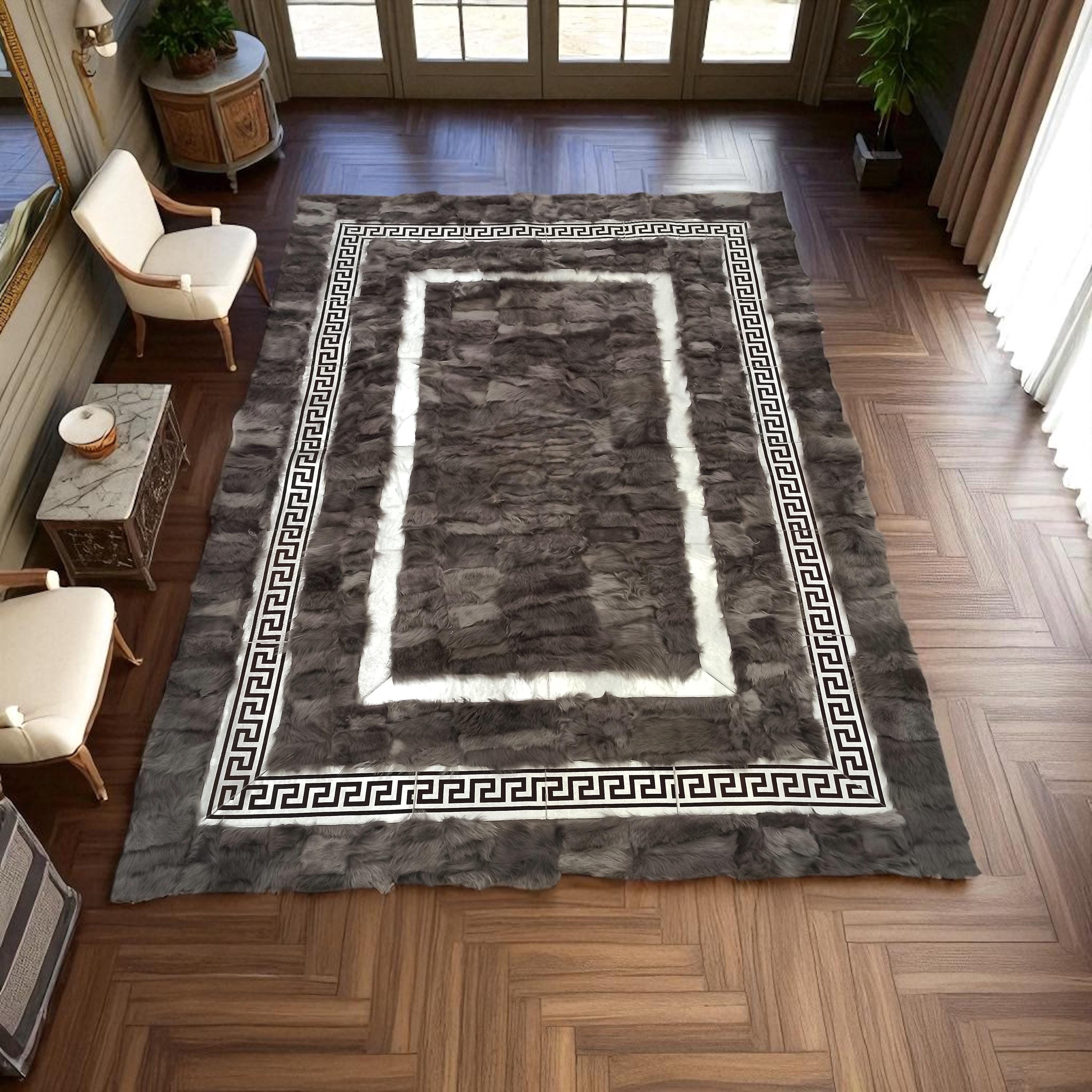 Gri Toskana Halı, Özel Ölçü Dikdörtgen Kürk