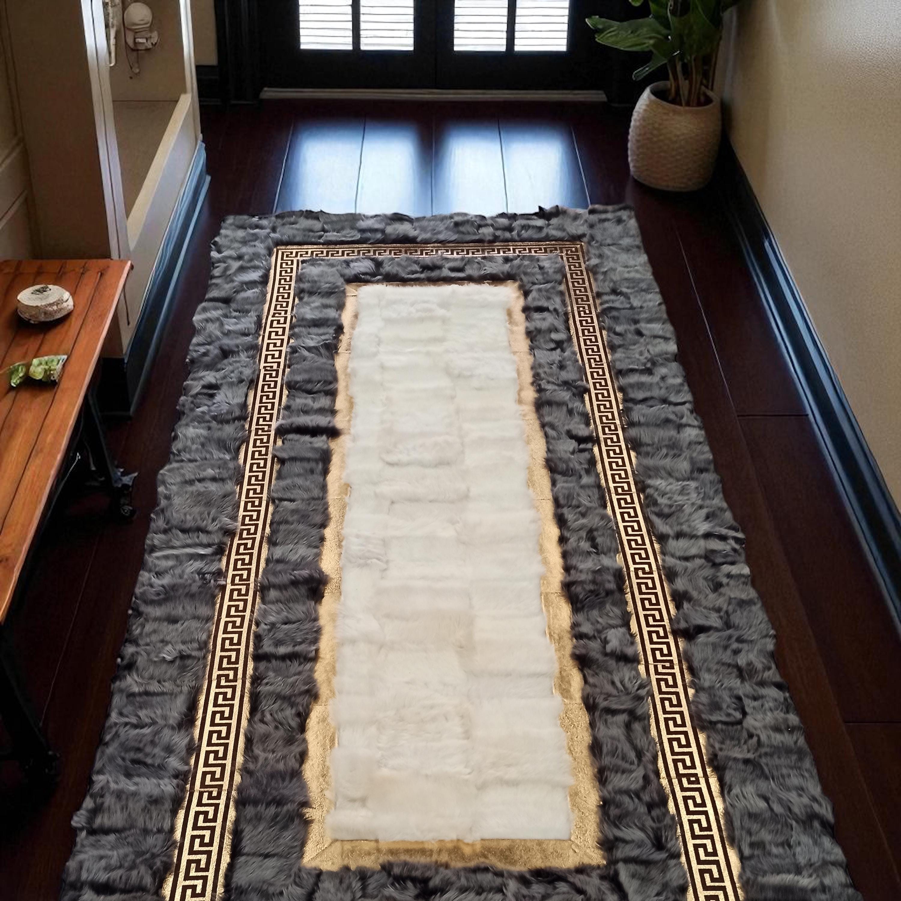 Gri Altın Toskana Uzun Halı, El Yapımı