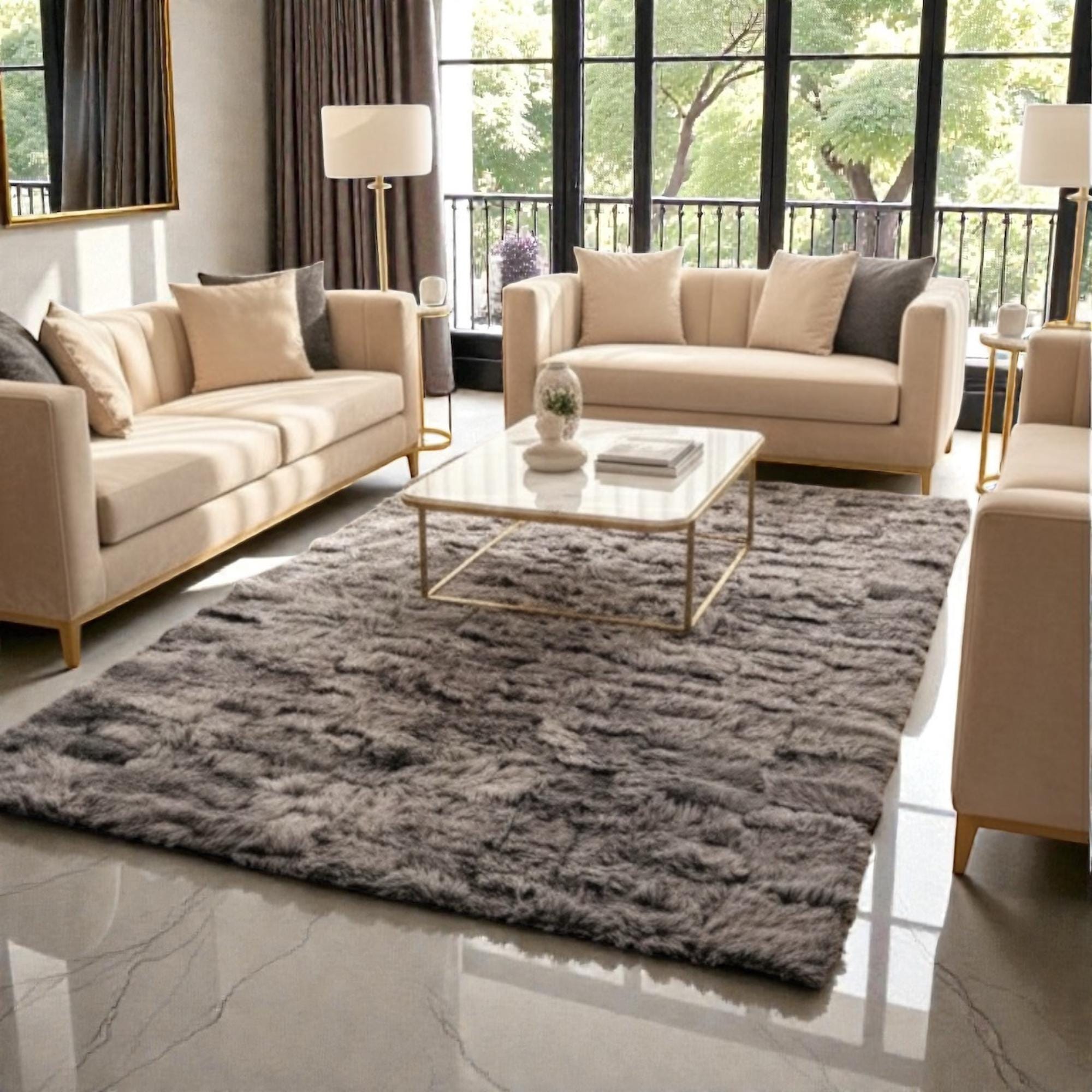 Gri Toscana Kürk Salon Halısı – Sade, Modern ve Yumuşak Dokulu Tasarım