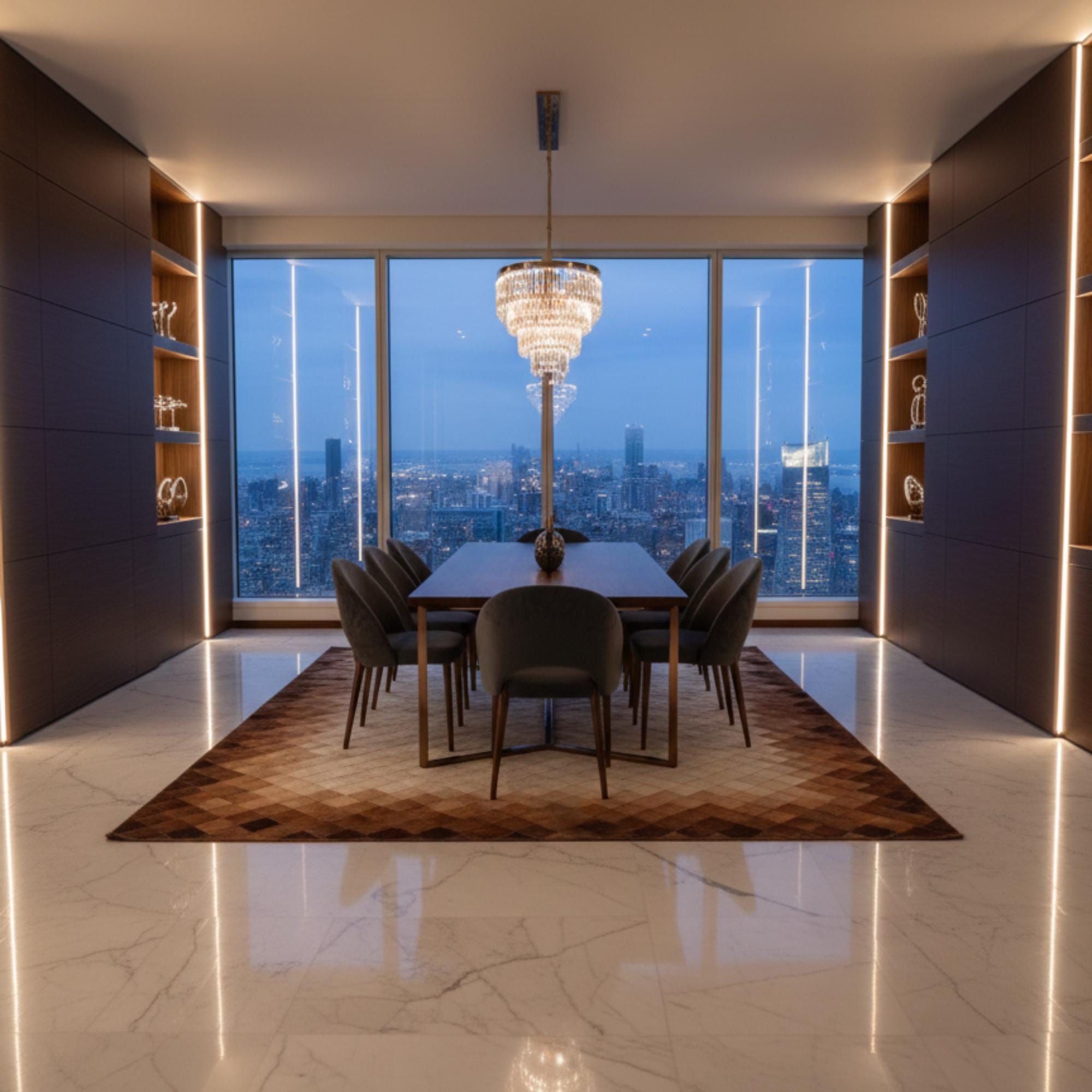 Bej ve Kahverengi Tonlu Dana Derisi Patchwork Halı