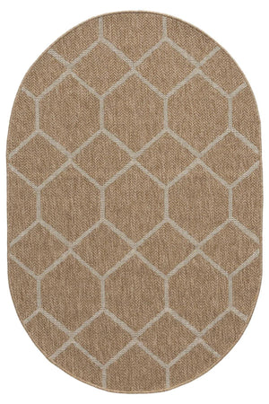 Oval Geometric Woven Area Rug, Neutral Boho Scandinavian Carpet