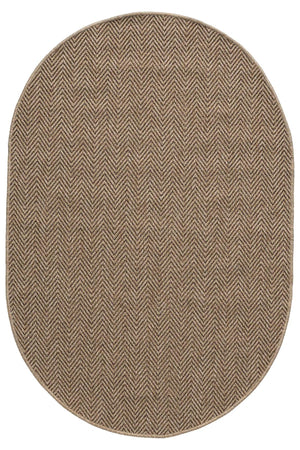 Brown Oval Herringbone Rug, Natural Woven Farmhouse Carpet, Minimalist Living Room Bedroom