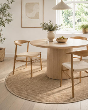 Beige Oval Area Rug, Ribbed Textured Carpet, Minimalist Scandinavian Japandi Floor Rug