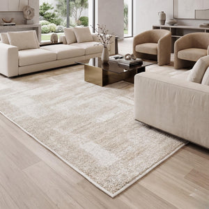 Plush Ivory Shag Area Rug, Soft Textured Cream Carpet, Modern Minimalist Scandinavian Floor Rug
