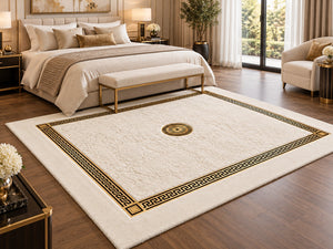 Madalyonlu peluş halı yatak odası