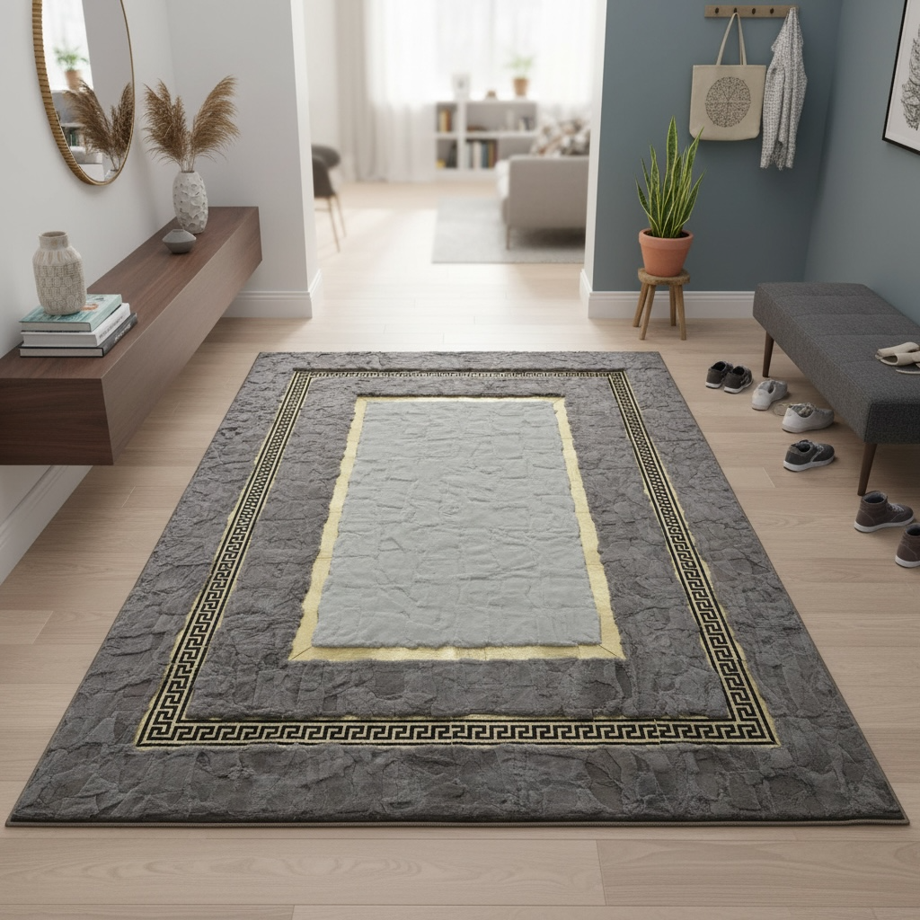 Gri ve Beyaz Rex Tavşan Kürkü Salon Halısı – Yumuşak Dokulu Zarif Tasarım