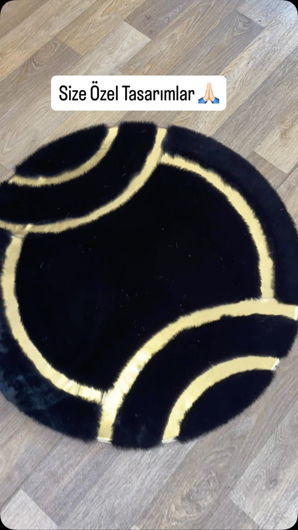 Deco Marié – Siyah & Gold Peluş Halı