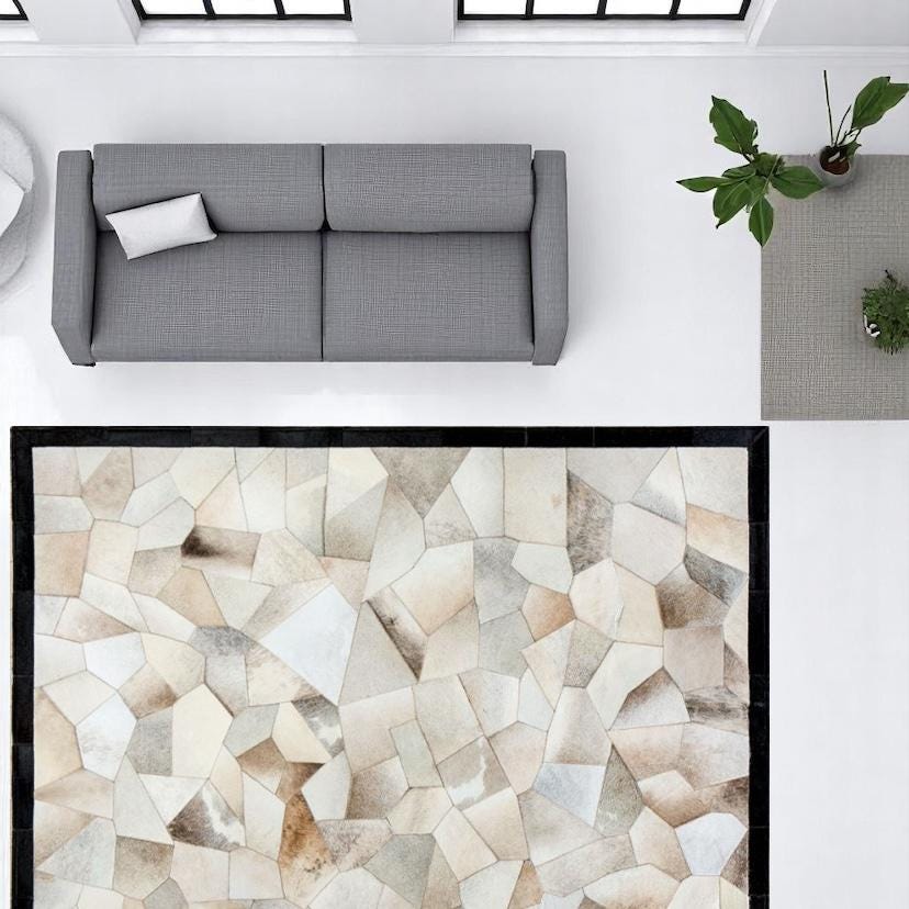 Kahverengi Dana Derisi Patchwork Halı