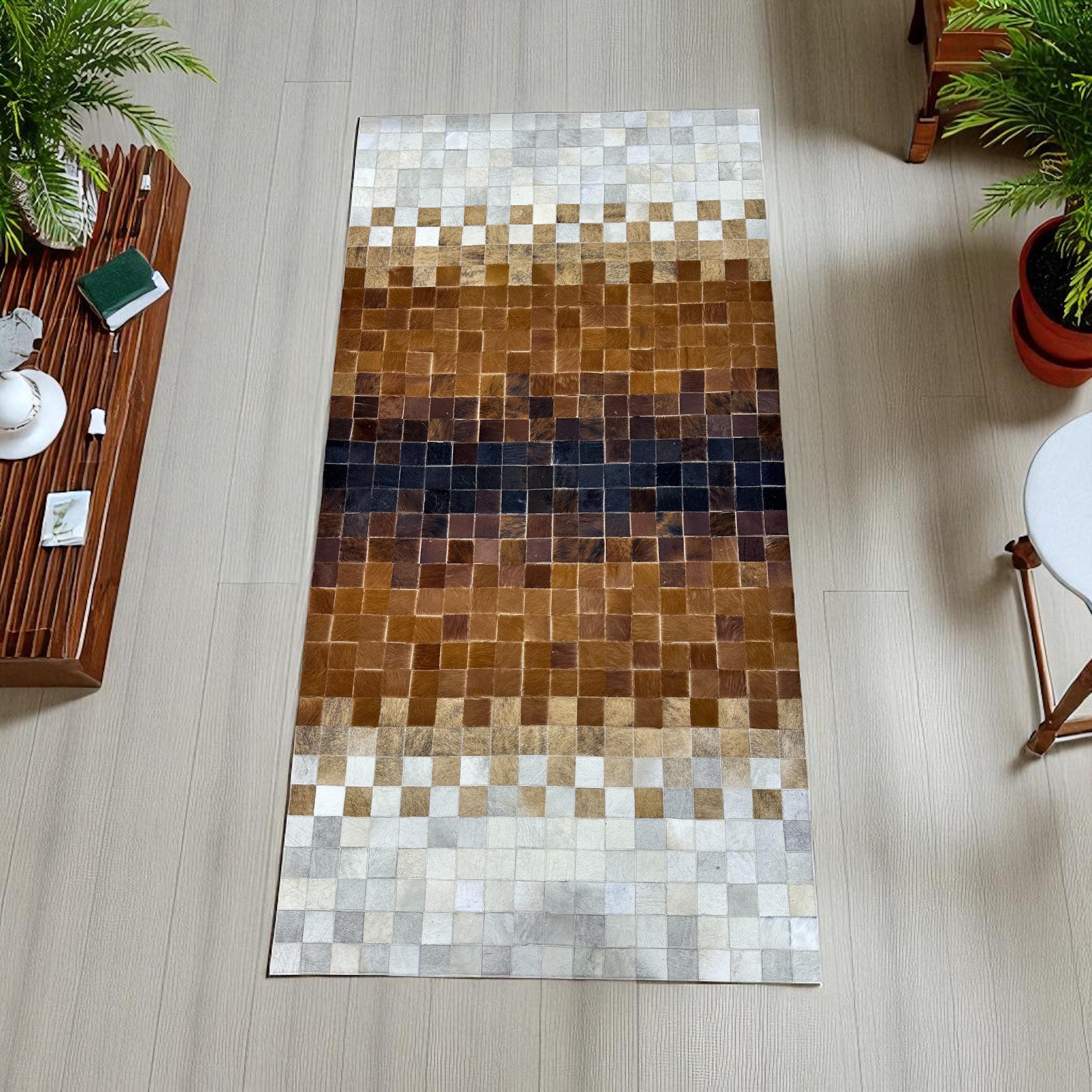Kahverengi Dana Derisi Patchwork Halı