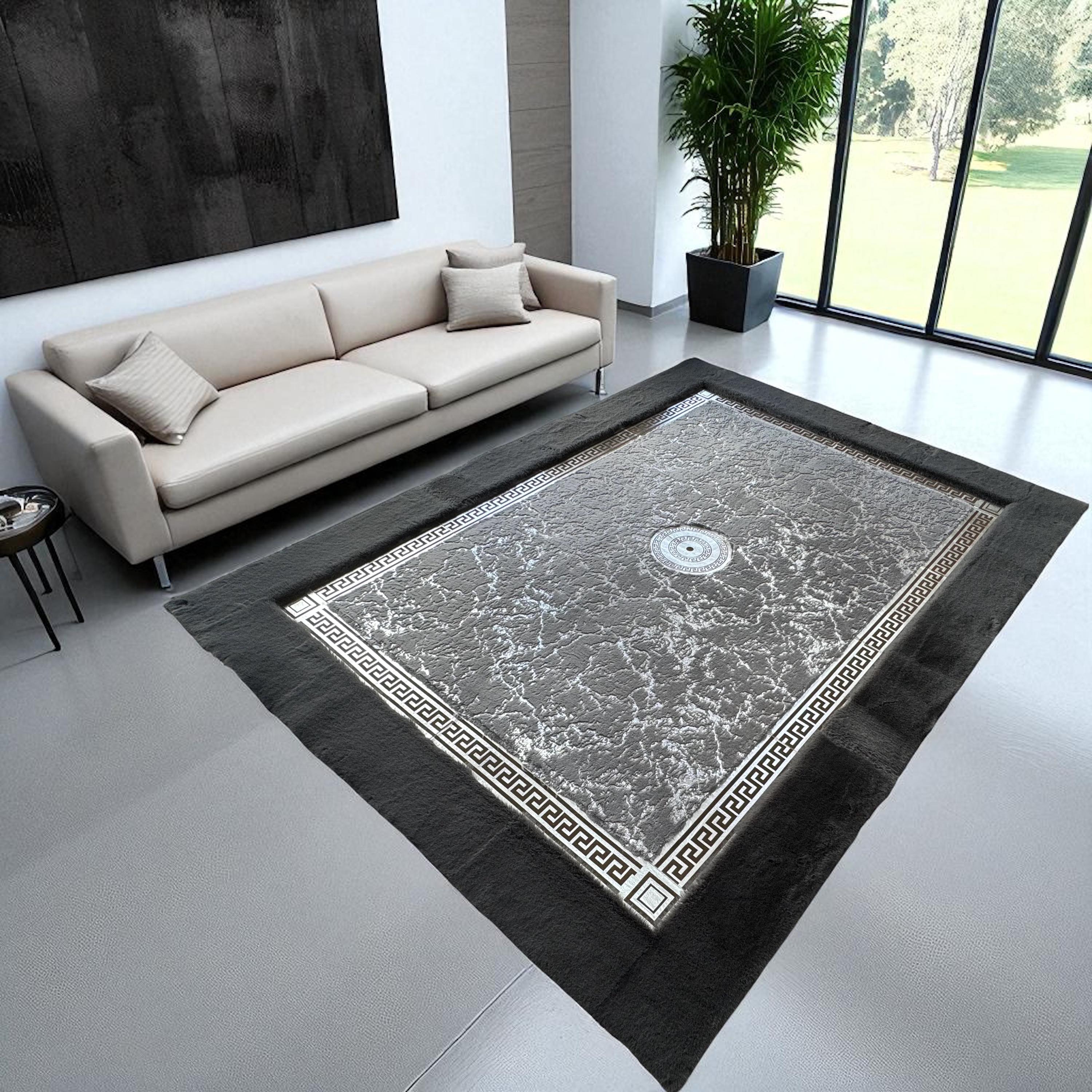 Modern Mermer Desenli Peluş Halı