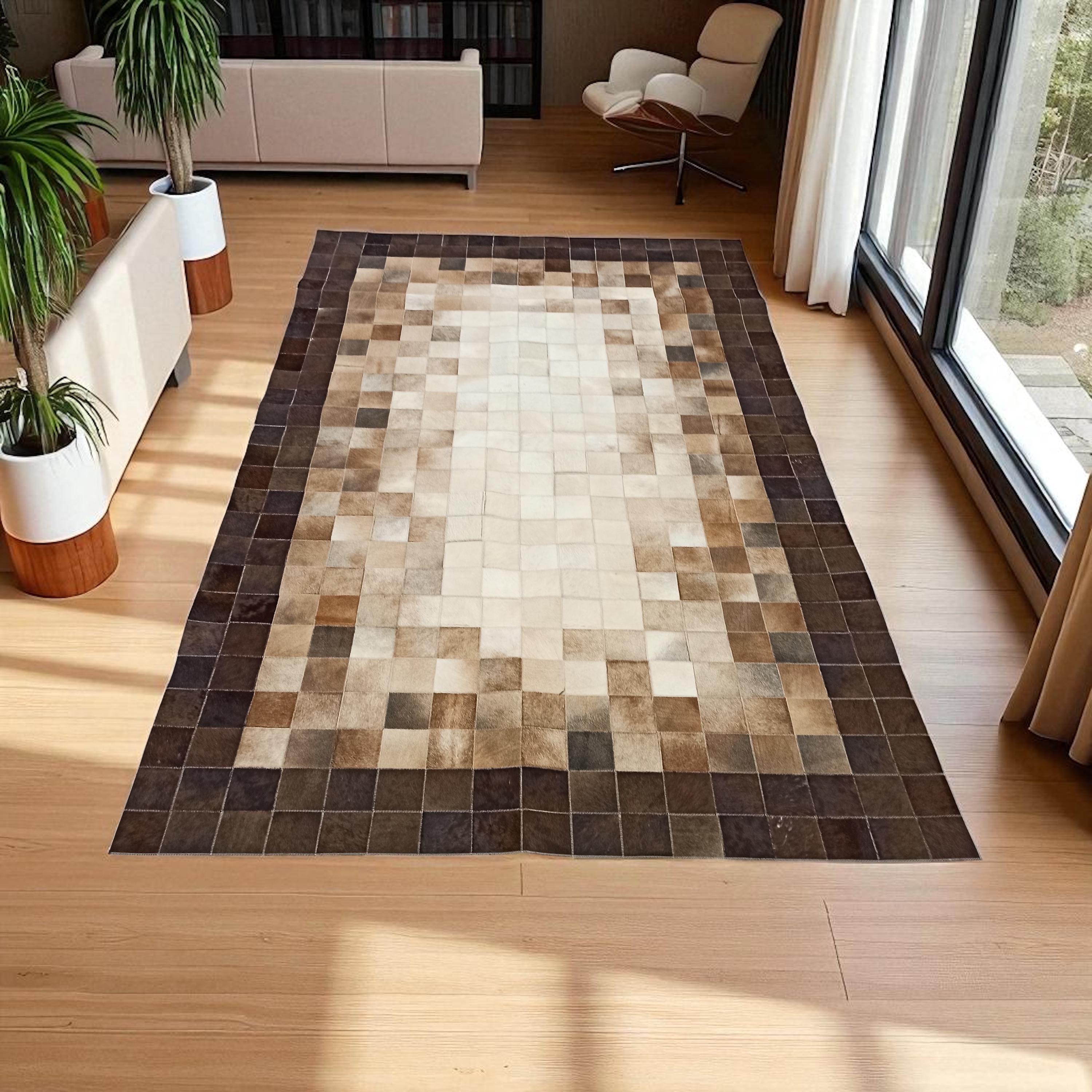 Kahverengi, Bej Dana Derisi Patchwork Halı