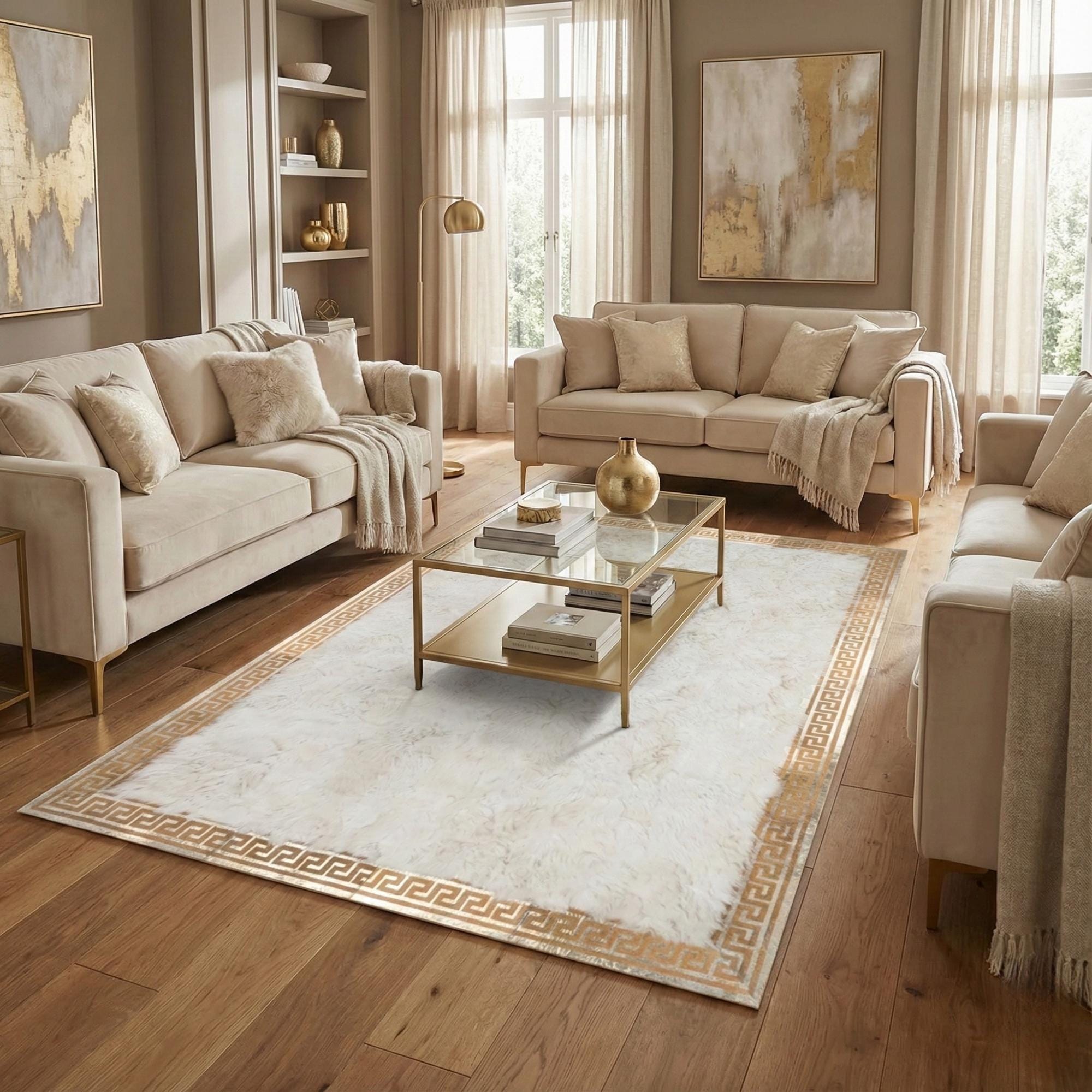 Krem Toscana Kürk Salon Halısı – Şık ve Yumuşak Dokulu Tasarım