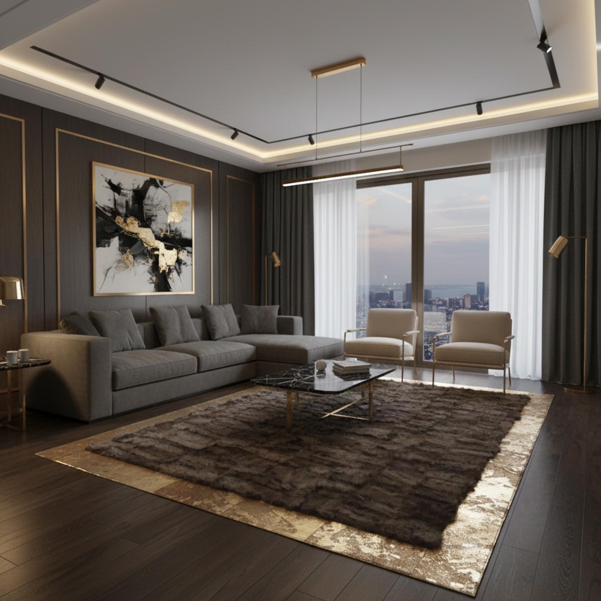 Kahverengi Toscana Kürk Salon Halısı – Modern ve Prestijli Tasarım