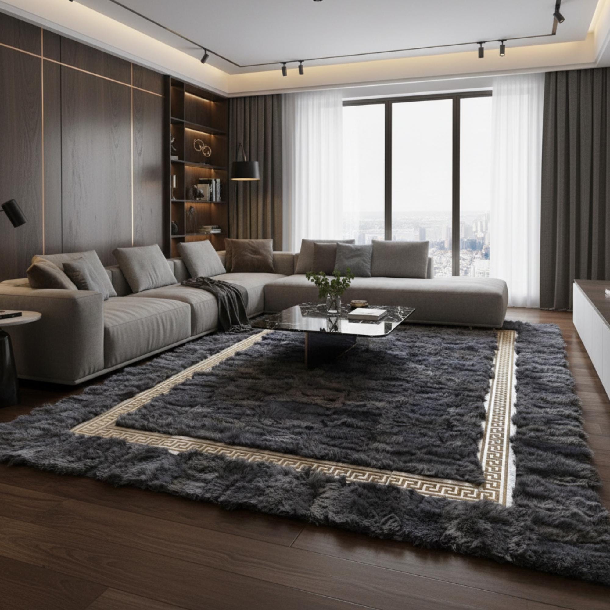 Gri Toscana Kürk Halı – Modern ve Yumuşak Dokulu Tasarım