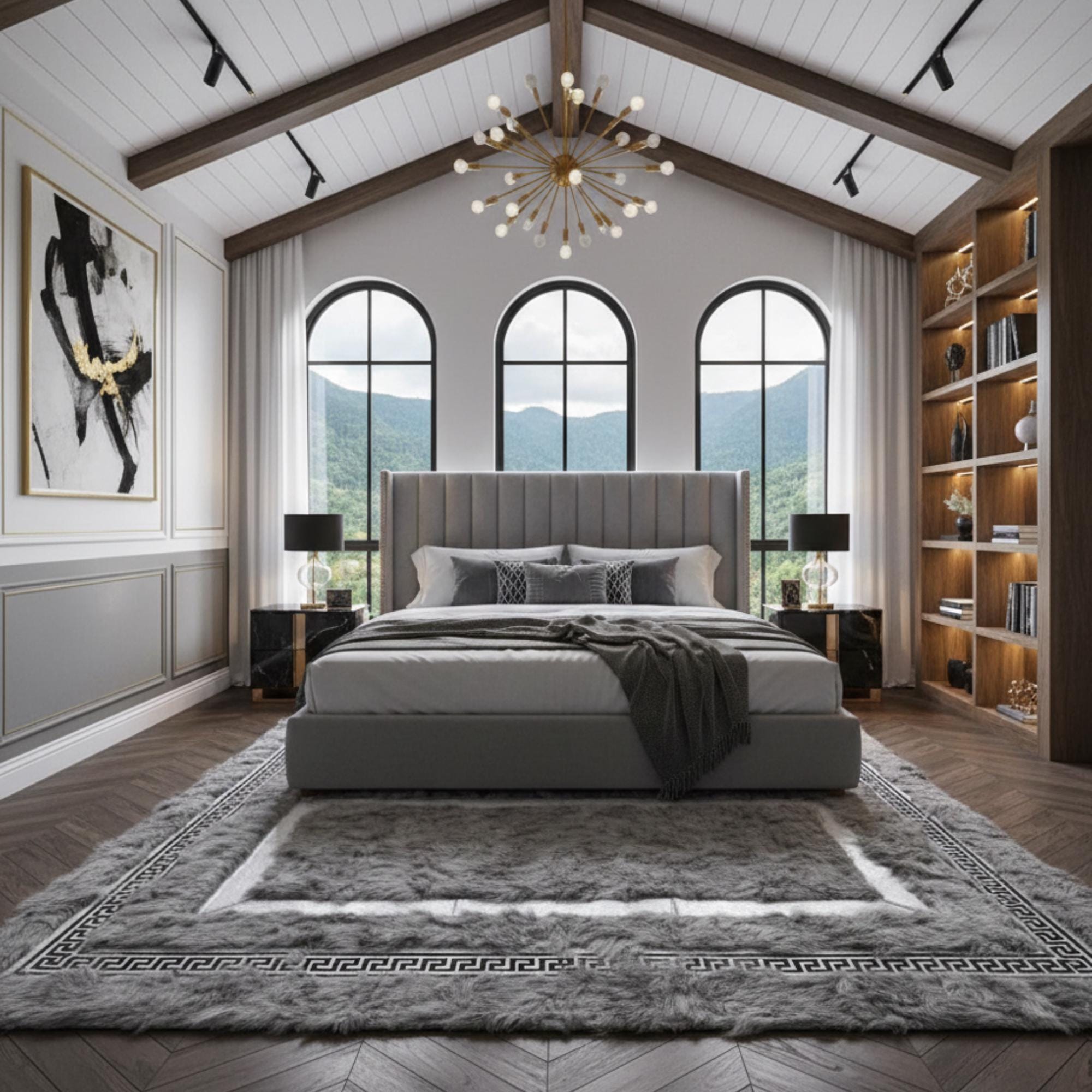 Gri Toscana Kürk Yatak Odası Halısı – Modern ve Yumuşak Dokulu Tasarım