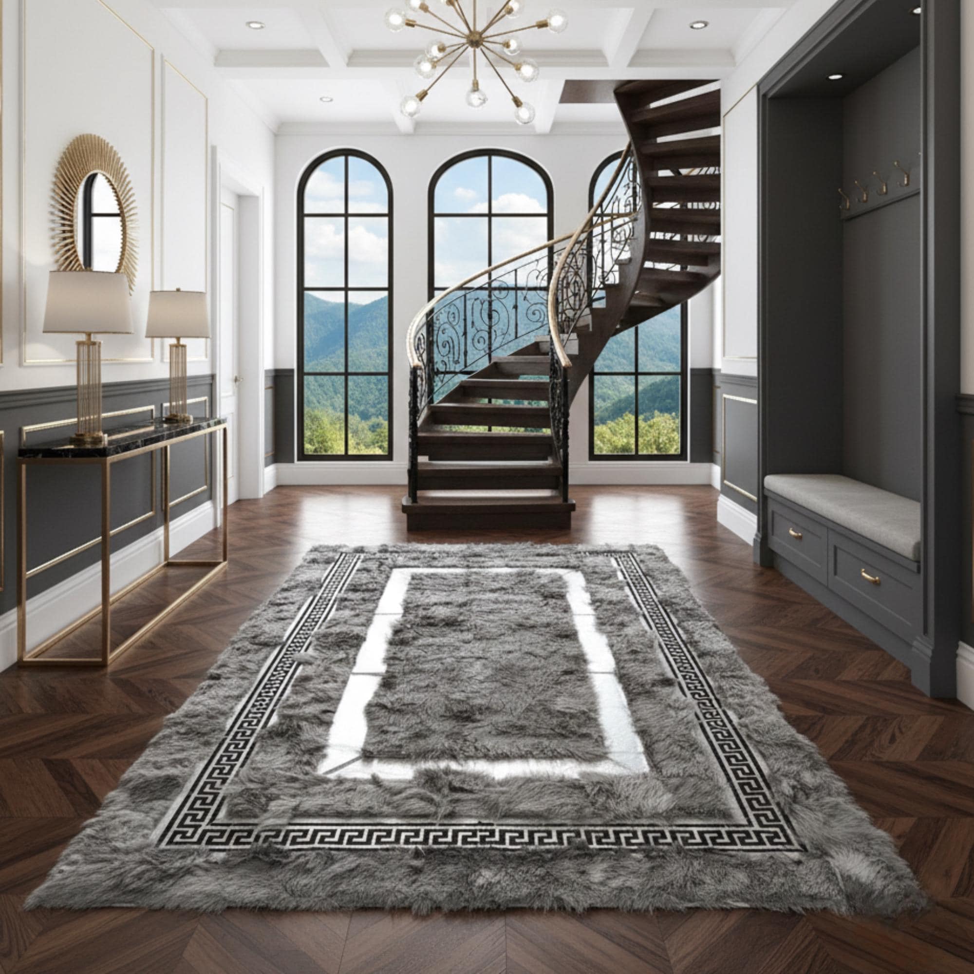 Gri Toscana Kürk Yatak Odası Halısı – Modern ve Yumuşak Dokulu Tasarım