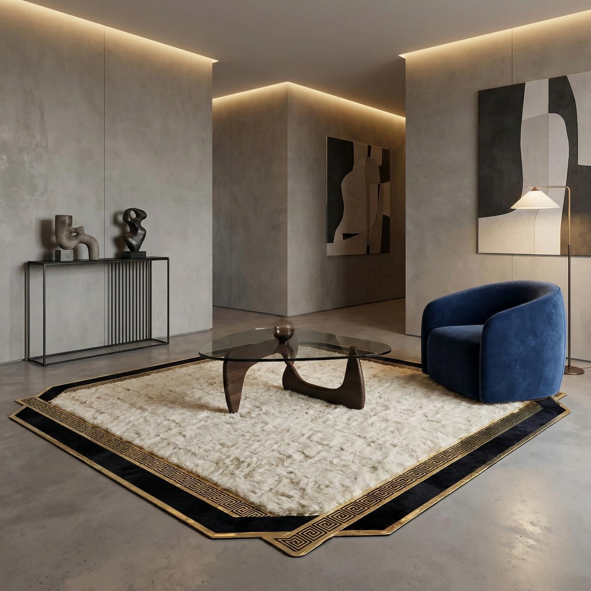 Krem Toscana Kürk Halı – Modern Salonlar İçin Şık Tasarım