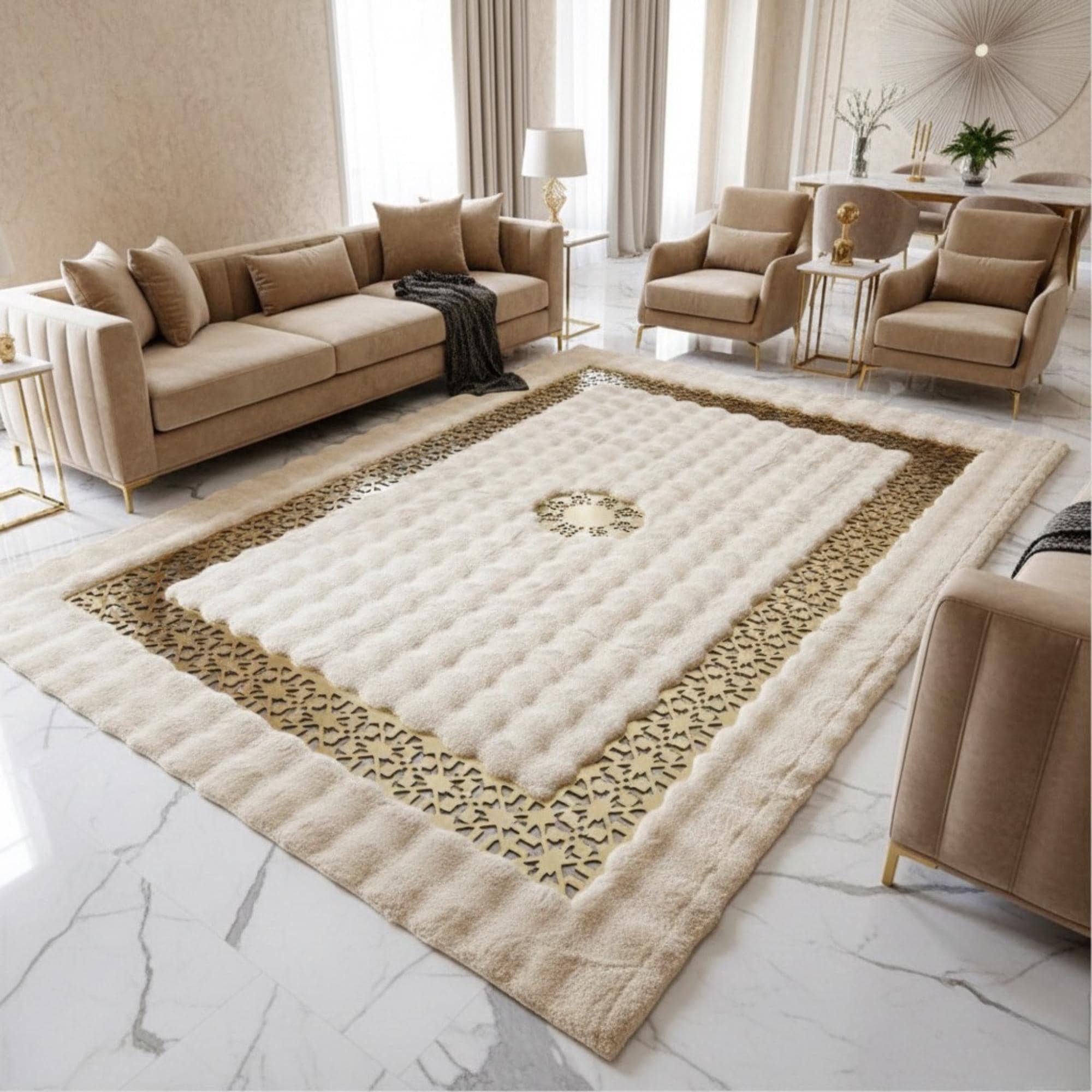 Bej Peluş Halı – Yumuşak Dokulu, Modern ve Şık Salon Halısı