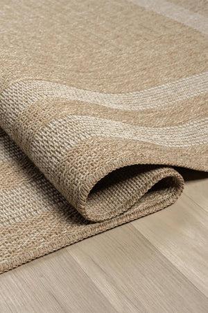 Beige Ivory Rectangular Rug, Textured Woven Border, Natural Jute Style Carpet
